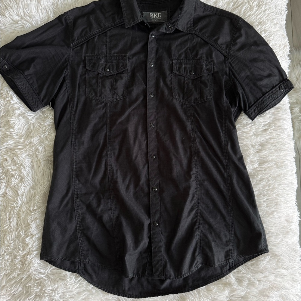 BKE Men's Charcoal Button Down Shirt